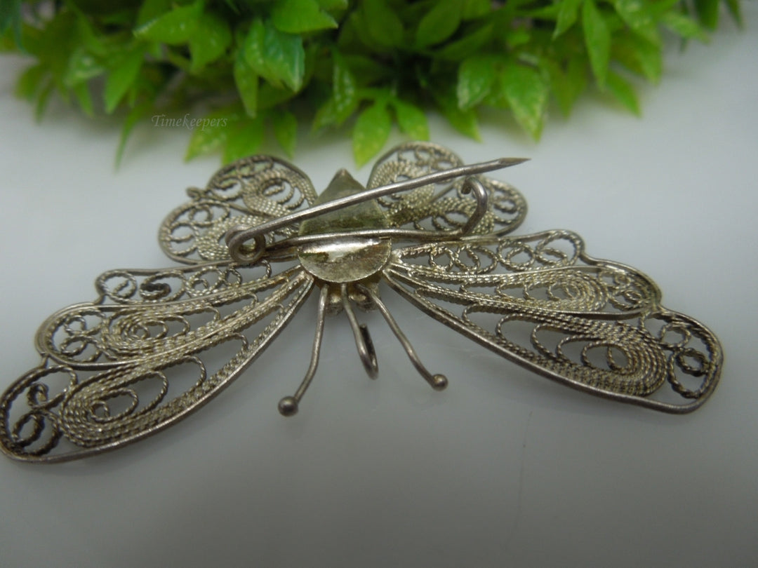 q211 Vintage Sterling Silver Beautiful Filigree Design Butterfly Pin/Brooch