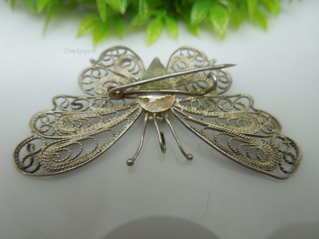 q211 Vintage Sterling Silver Beautiful Filigree Design Butterfly Pin/Brooch