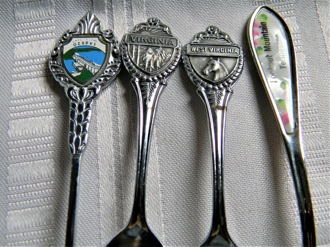 h624 Set of 4 Collectible Spoons Ozarks West Virginia Virginia Lookout Mountain