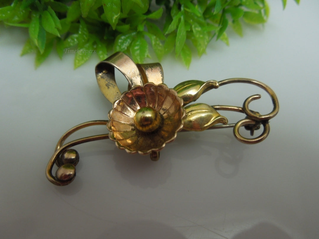 q222 Harry Iskin Signed 1/20 12k Gold Filled On Sterling Pin/Brooch/Dress Pin/Sweater Brooch