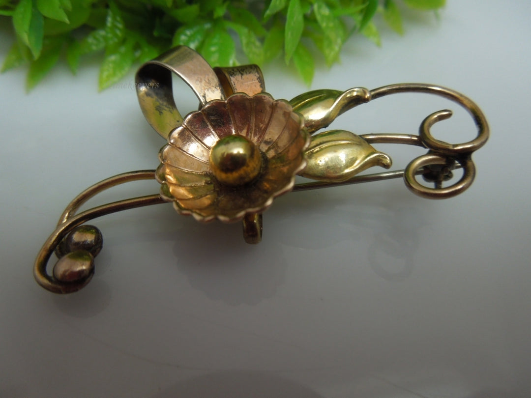 q222 Harry Iskin Signed 1/20 12k Gold Filled On Sterling Pin/Brooch/Dress Pin/Sweater Brooch