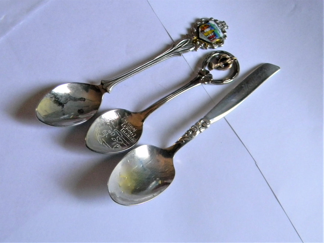 h630 Set of 3 Vintage Collectible Spoons Bergen Norway, Hawaii, Manitoba