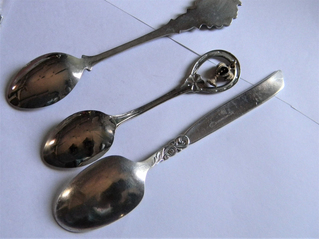 h630 Set of 3 Vintage Collectible Spoons Bergen Norway, Hawaii, Manitoba