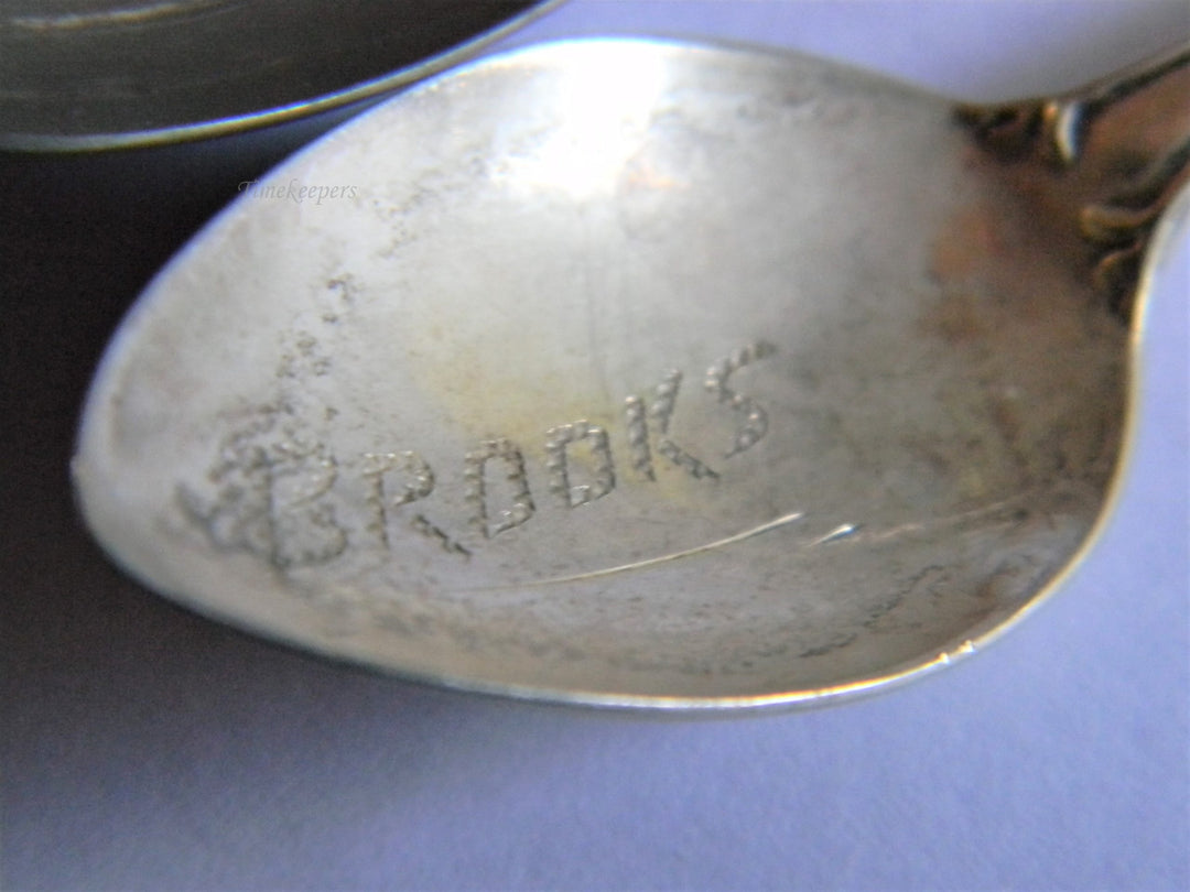 h632 Set of 3 Vintage Collectible Spoons Brooks, Coin Silver, Monogram