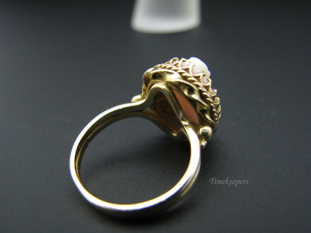 c759 Beautiful 14k Yellow Gold Small Cameo Ring