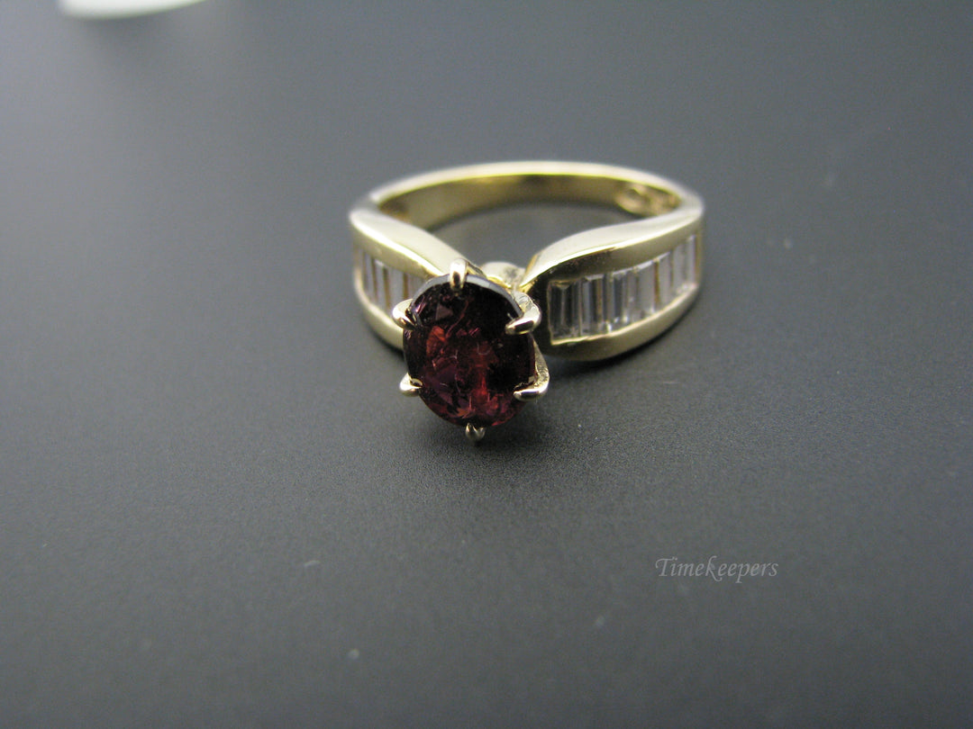 c810 Beautiful Ruby Ring in 14k Yellow Gold with CZ's down both sides