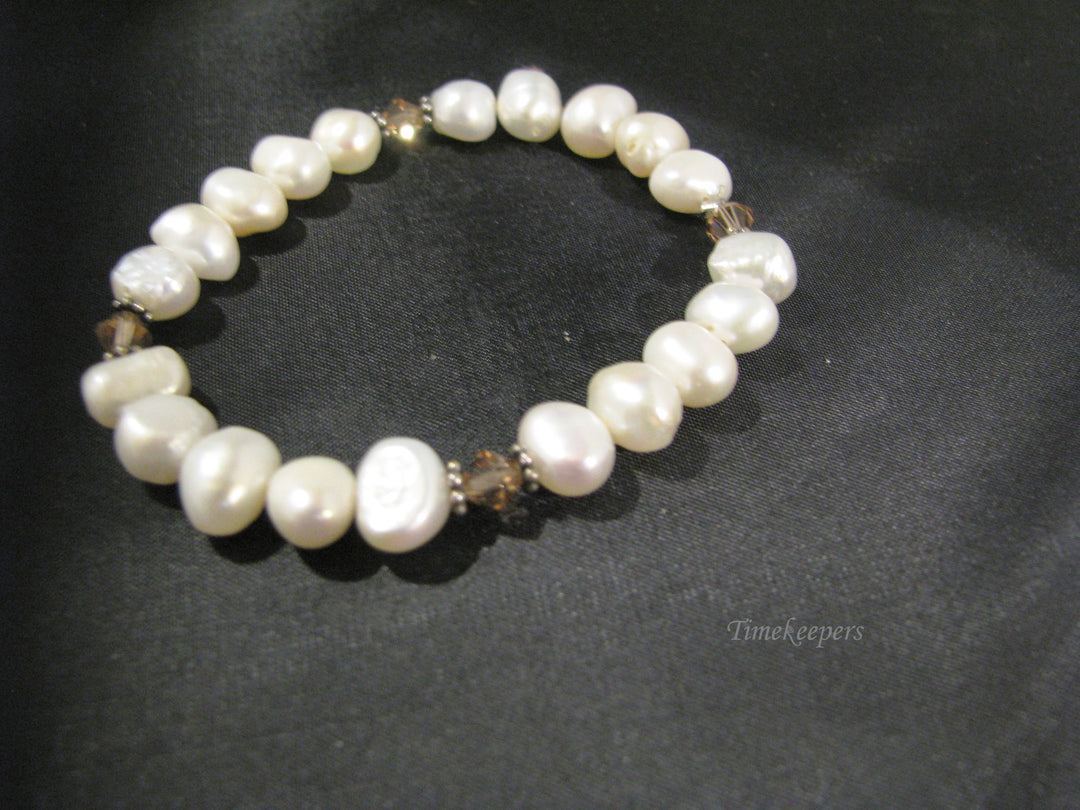 c838 Lovely Stretch Pearl and Citrine Bead Bracelet