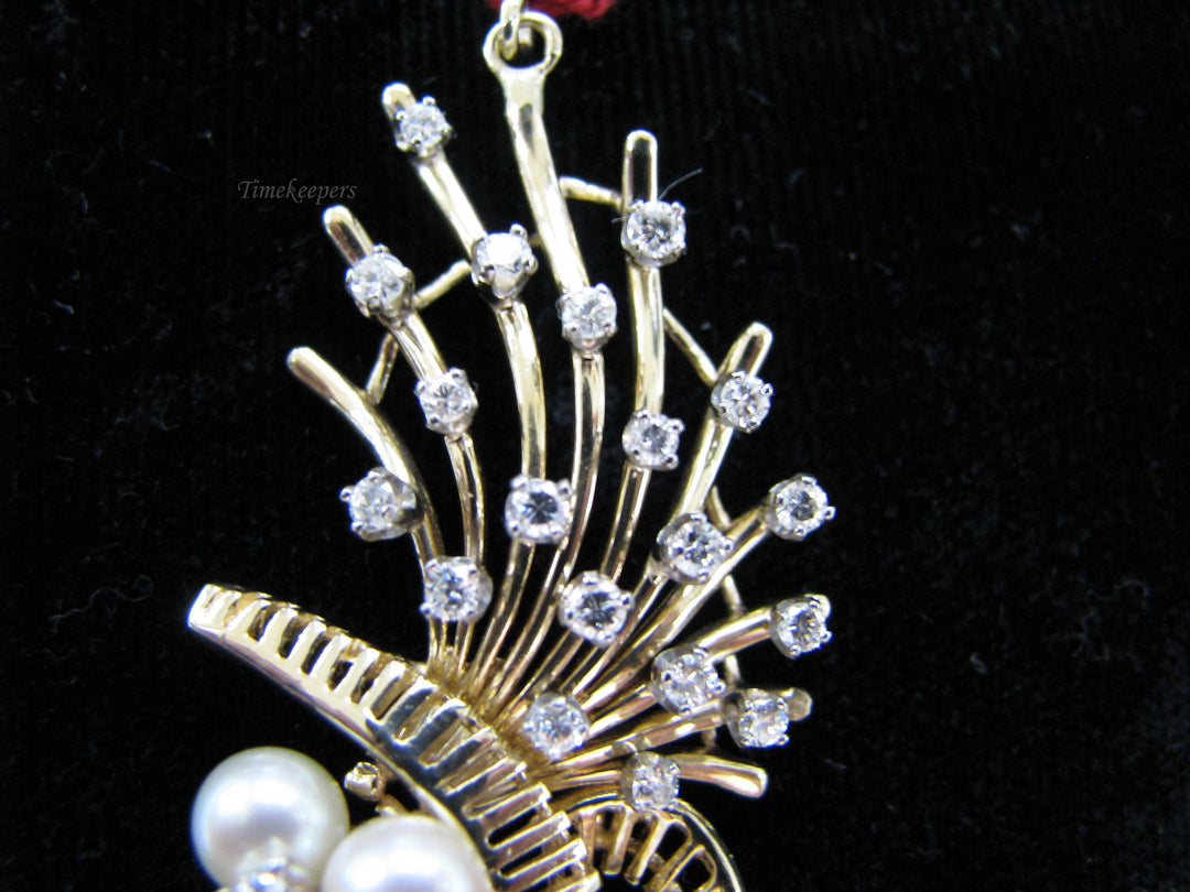 b241 Stunning 14kt Pearl &amp; Diamond pendant
