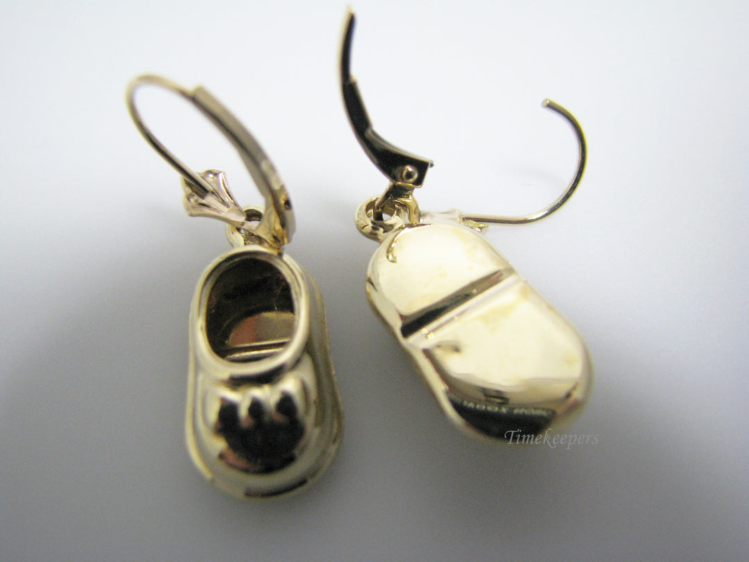 c881 Pretty Little Shoe 14k Yellow Gold Dangle Earrings