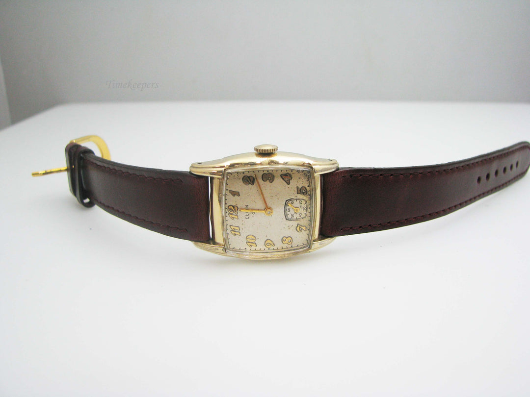 f057 Vintage Elgin 10K Gold Filled Mechanical Men's Wrist Watch