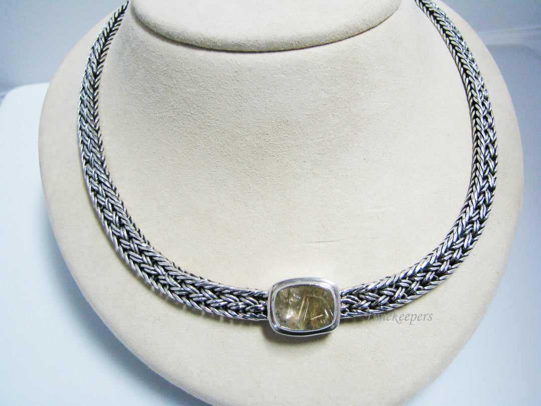 c885 Beautiful Older Lori Bonn Sterling Silver Necklace with Center Quartz