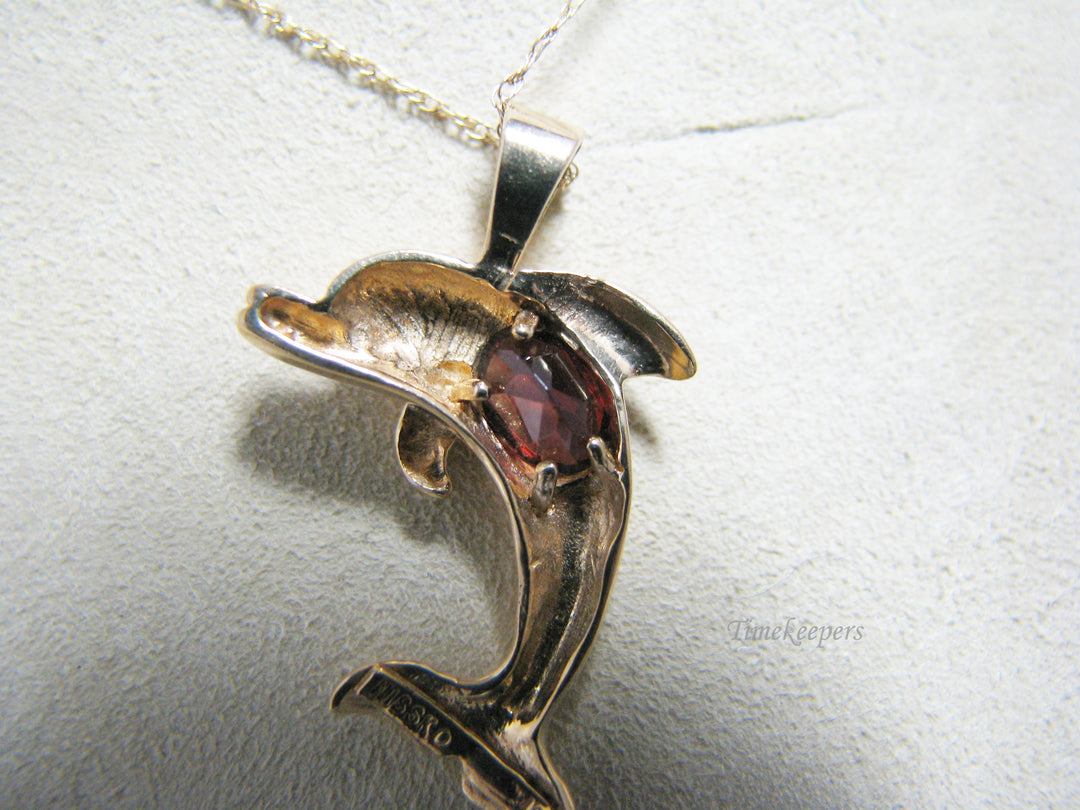 c915 Unique Dolphin Pendant with Dolphin Pierced Earrings in Gold