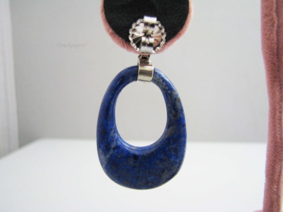 b563 Beautiful 14kt White Gold Diamond and Lapis Lazuli Earrings