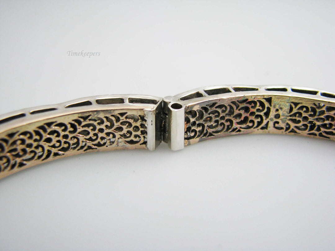 a1016 Vintage Unique 1800's Single Rose Cut Diamonds Silver Gold Bangle Bracelet