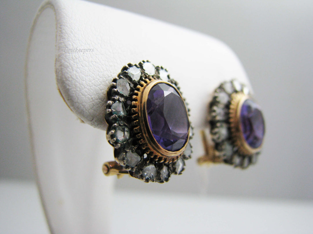 b583 Gorgeous 18kt Yellow Gold Amethyst and Diamond Earrings