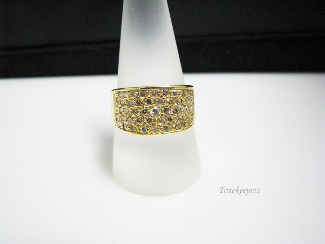 c958 Unique Wide Band 18k Yellow Gold Pave Diamond  Ring