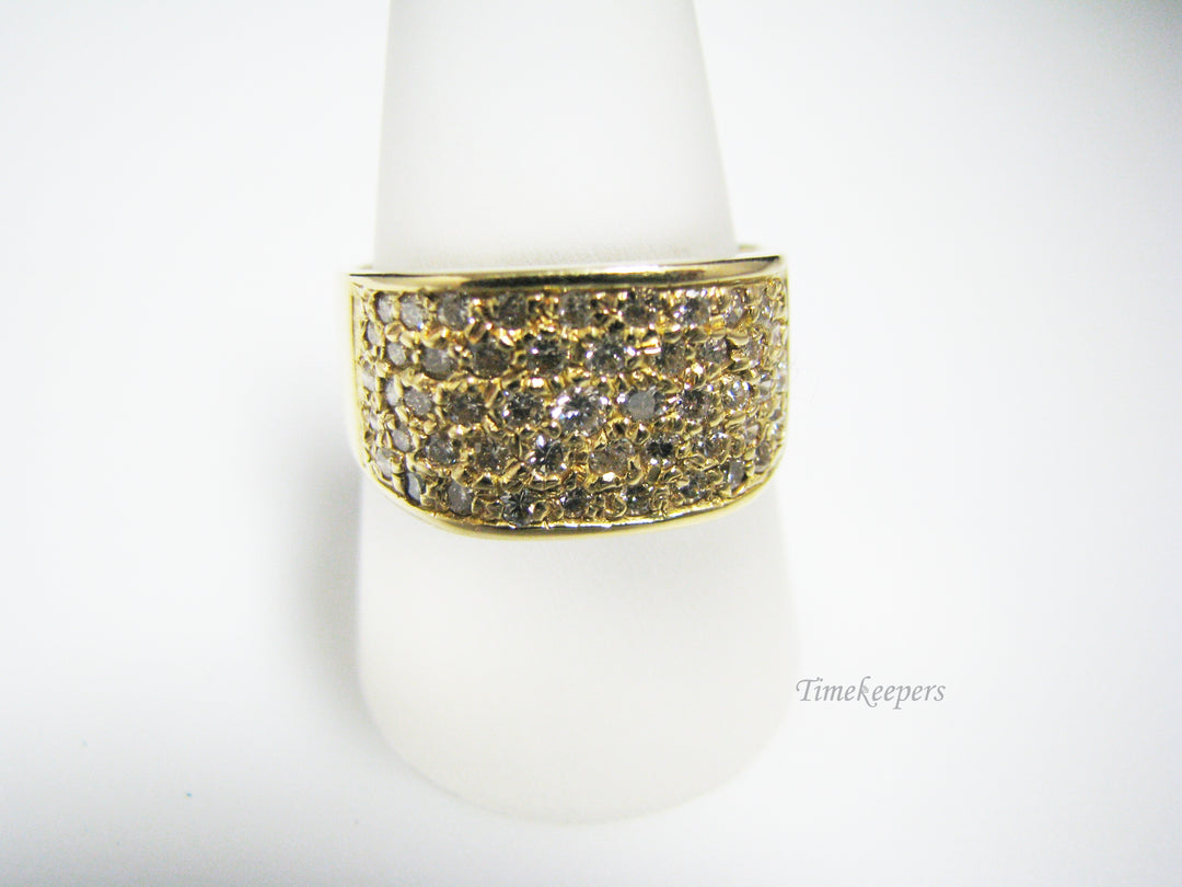 c958 Unique Wide Band 18k Yellow Gold Pave Diamond  Ring