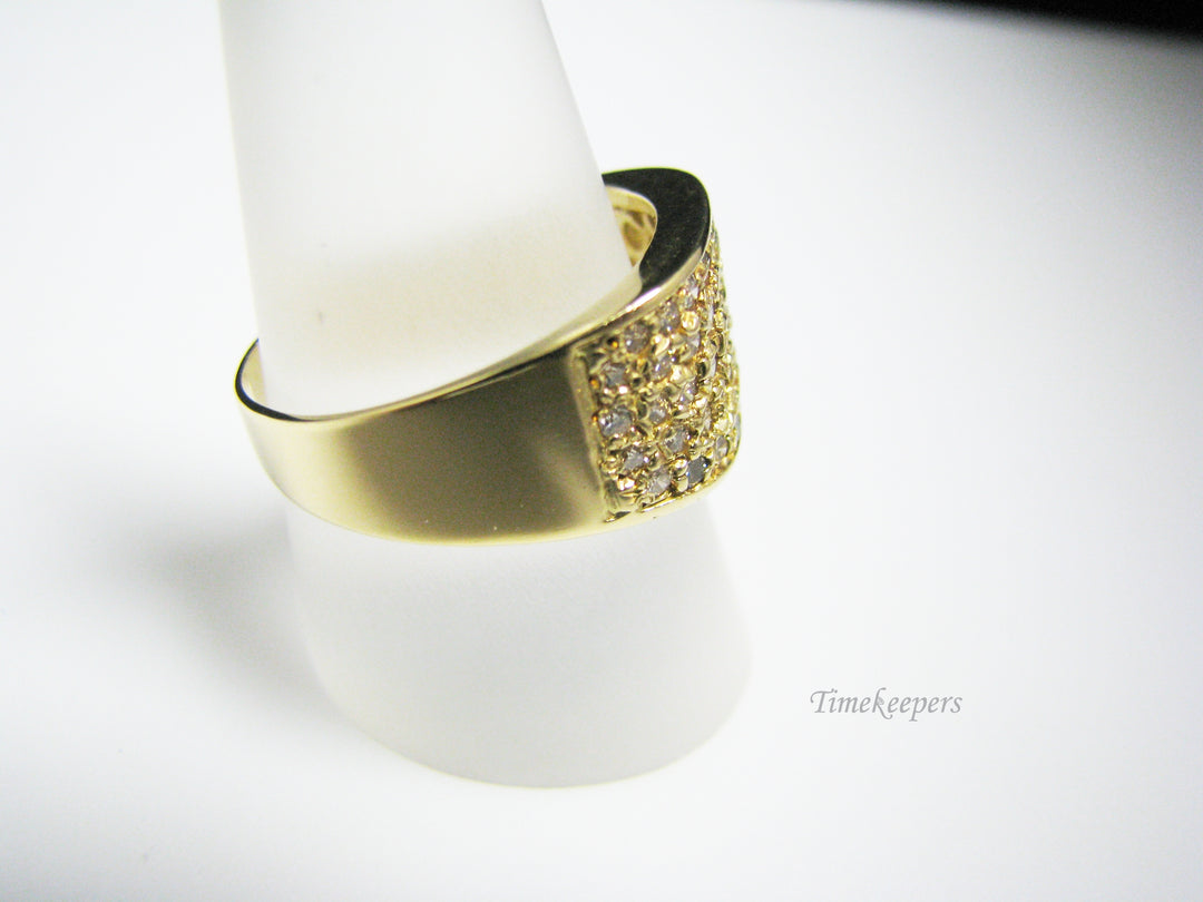 c958 Unique Wide Band 18k Yellow Gold Pave Diamond  Ring