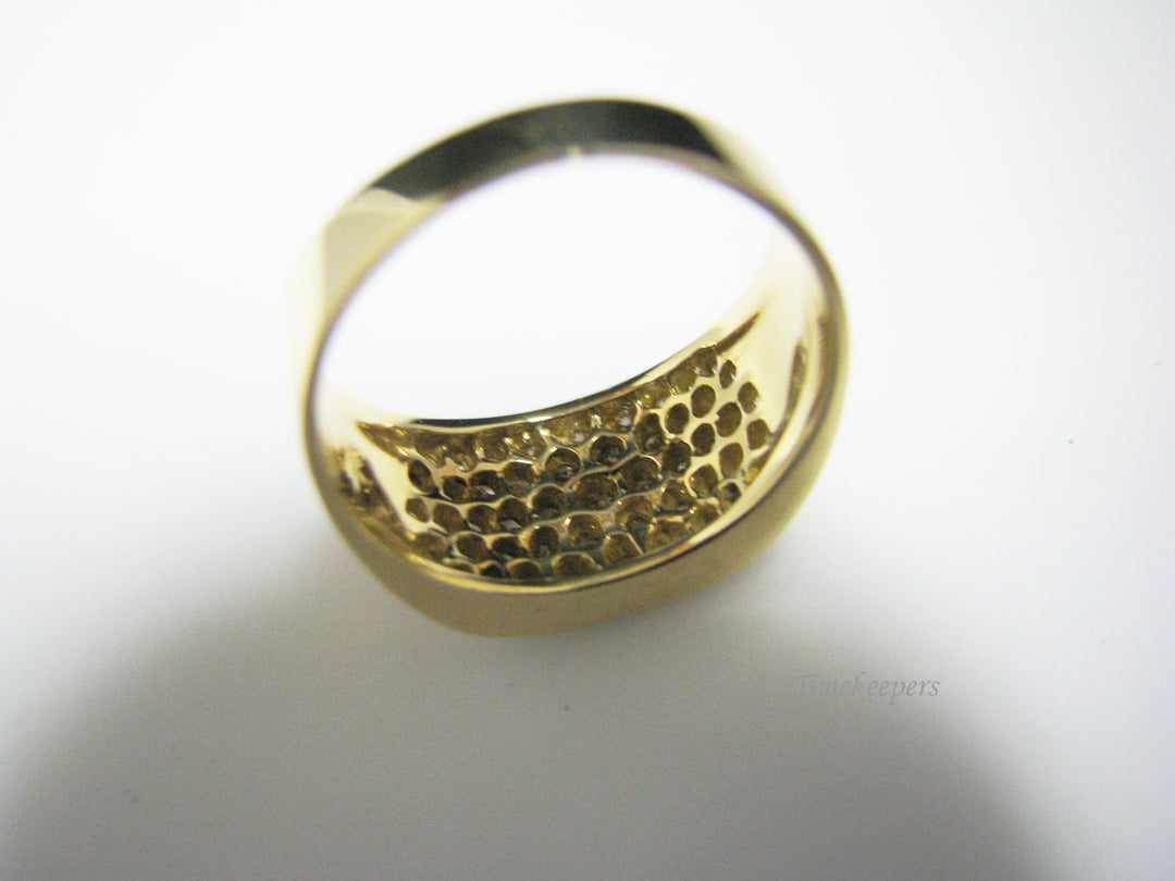 c958 Unique Wide Band 18k Yellow Gold Pave Diamond  Ring