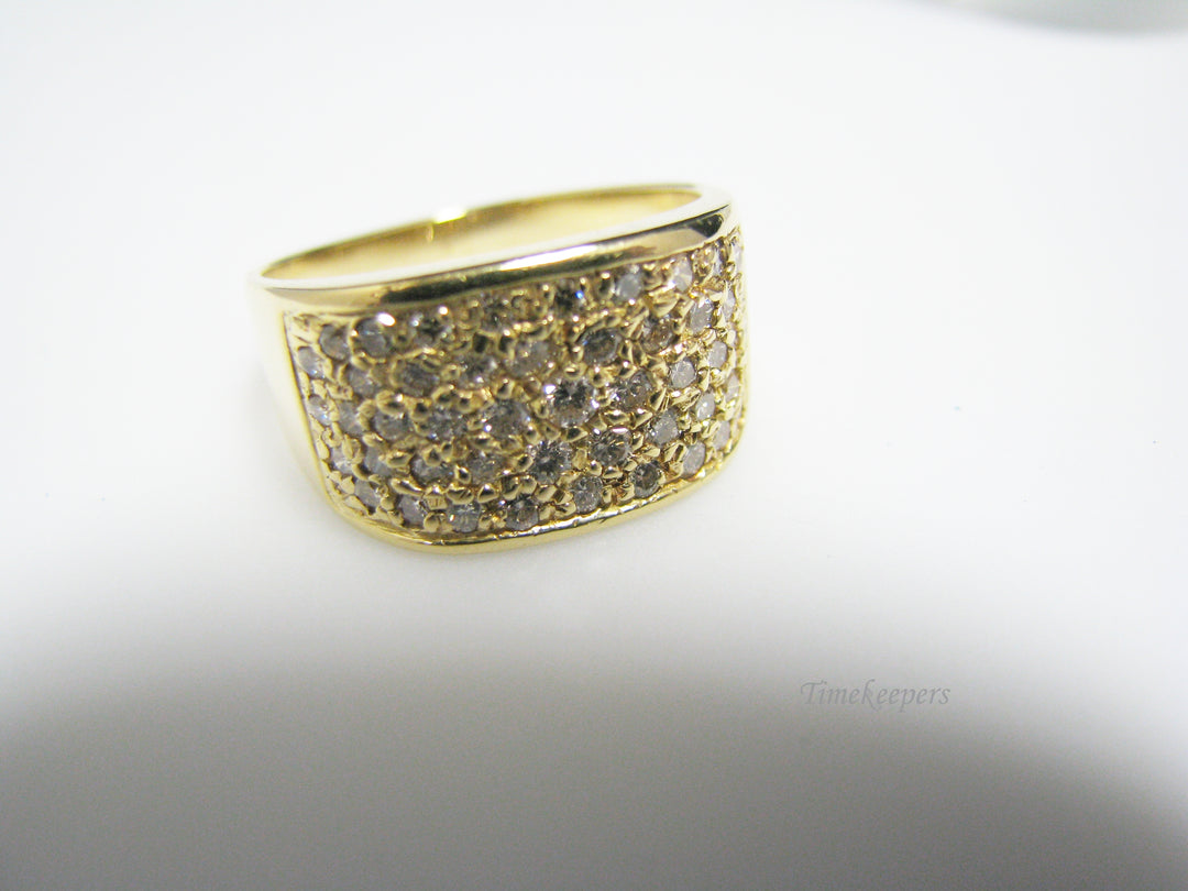 c958 Unique Wide Band 18k Yellow Gold Pave Diamond  Ring