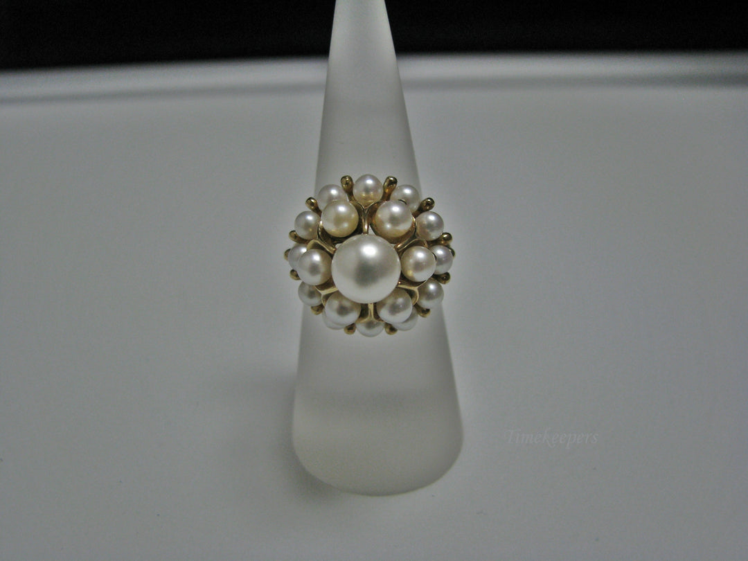 H077 Stunning Cocktail (19) Pearl Ring in 14k Yellow Gold