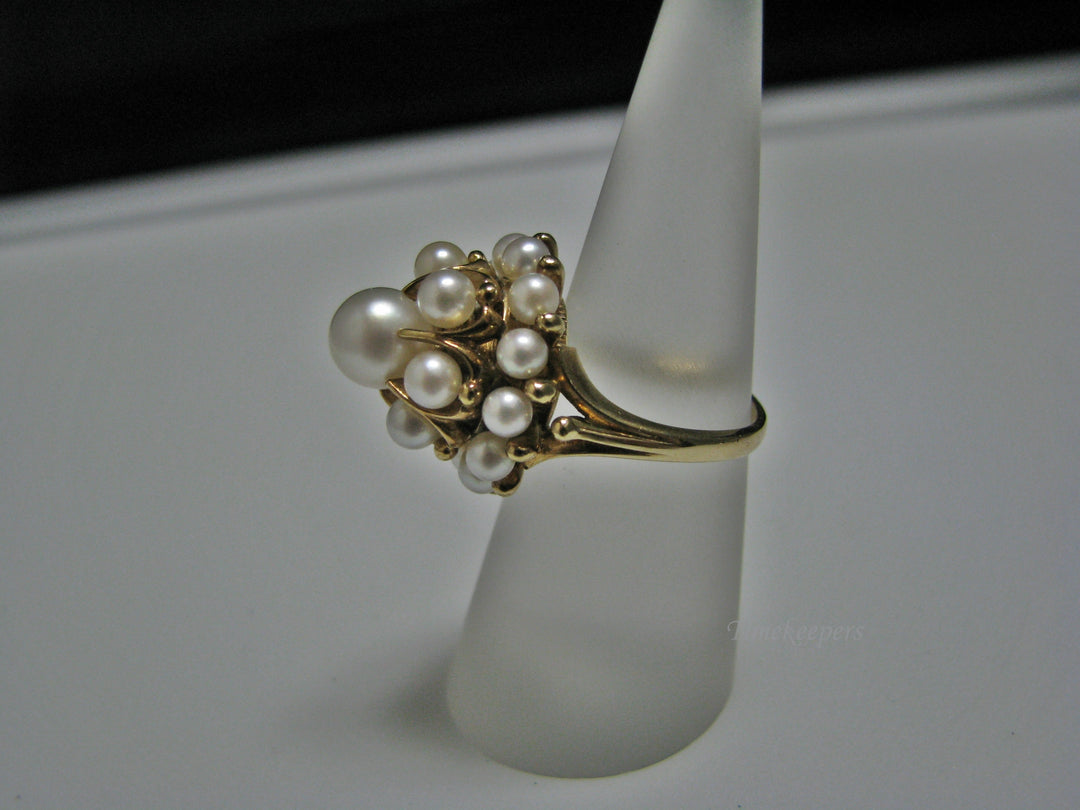 H077 Stunning Cocktail (19) Pearl Ring in 14k Yellow Gold