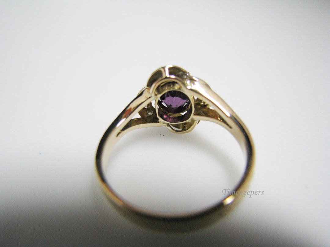 c978 Lovely Oval Purple Stone Ring With Diamonds in 14k Yellow Gold