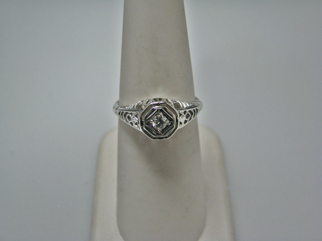 H108 Gorgeous Diamond Ring in 14k White Gold from 1930's