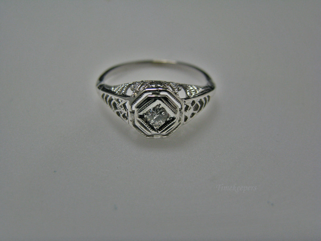 H108 Gorgeous Diamond Ring in 14k White Gold from 1930's