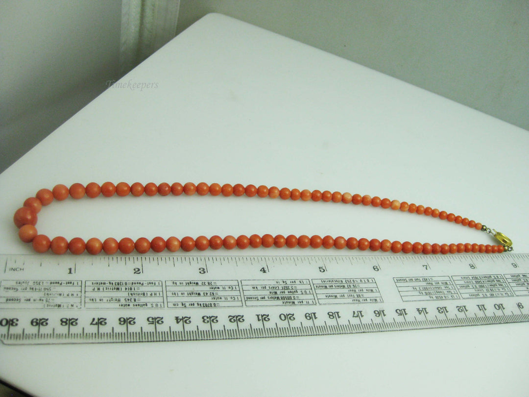 b674 Beautiful Salmon Colored Graduated Coral Beaded Necklace