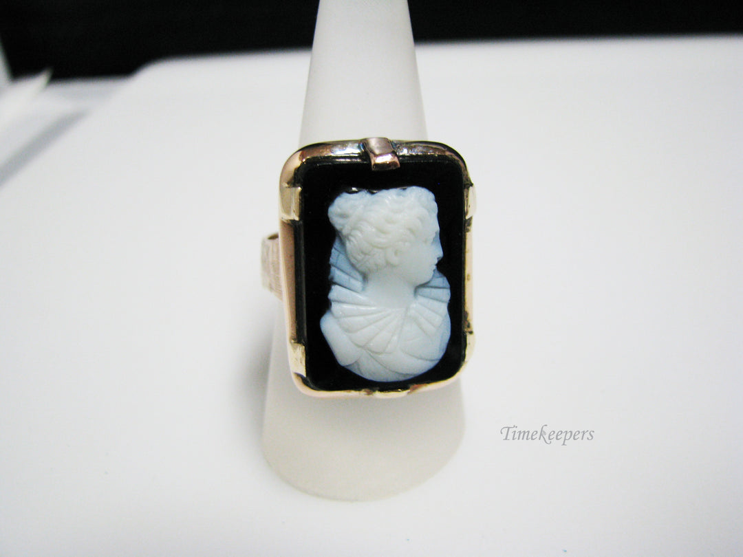 c999 Unique Antique Unisex Large Cameo Ring in 10k Yellow Gold