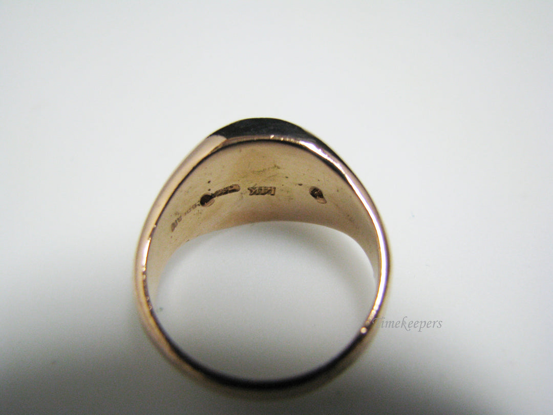a071 Vintage Handsome Engraveable 14k Rose Gold Men's Ring with Diamonds