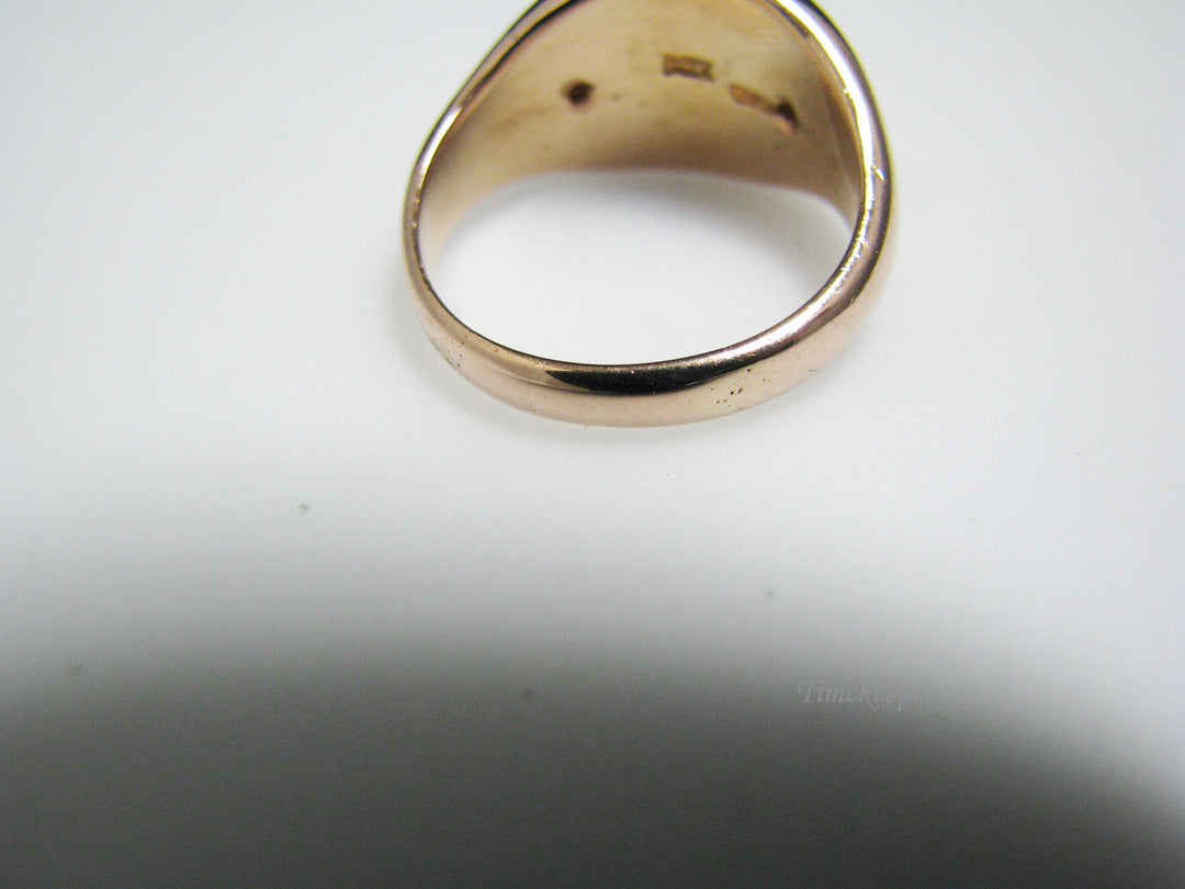 a071 Vintage Handsome Engraveable 14k Rose Gold Men's Ring with Diamonds