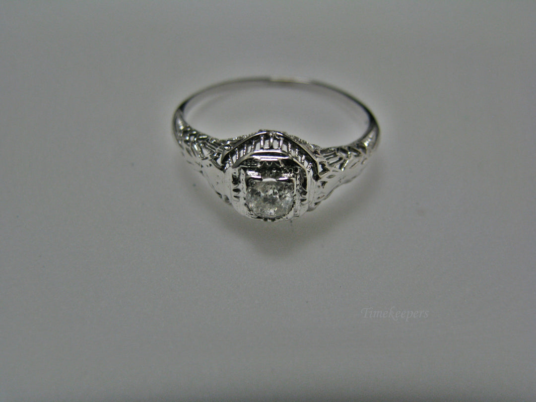 H129 Stunning Diamond Ring in 14k White Gold from 1930's Size 8