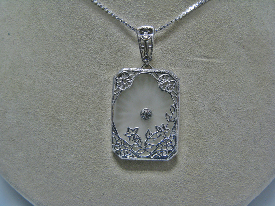 H133 Beautiful Camphor with Cubic Zirconia Sterling Silver Necklace