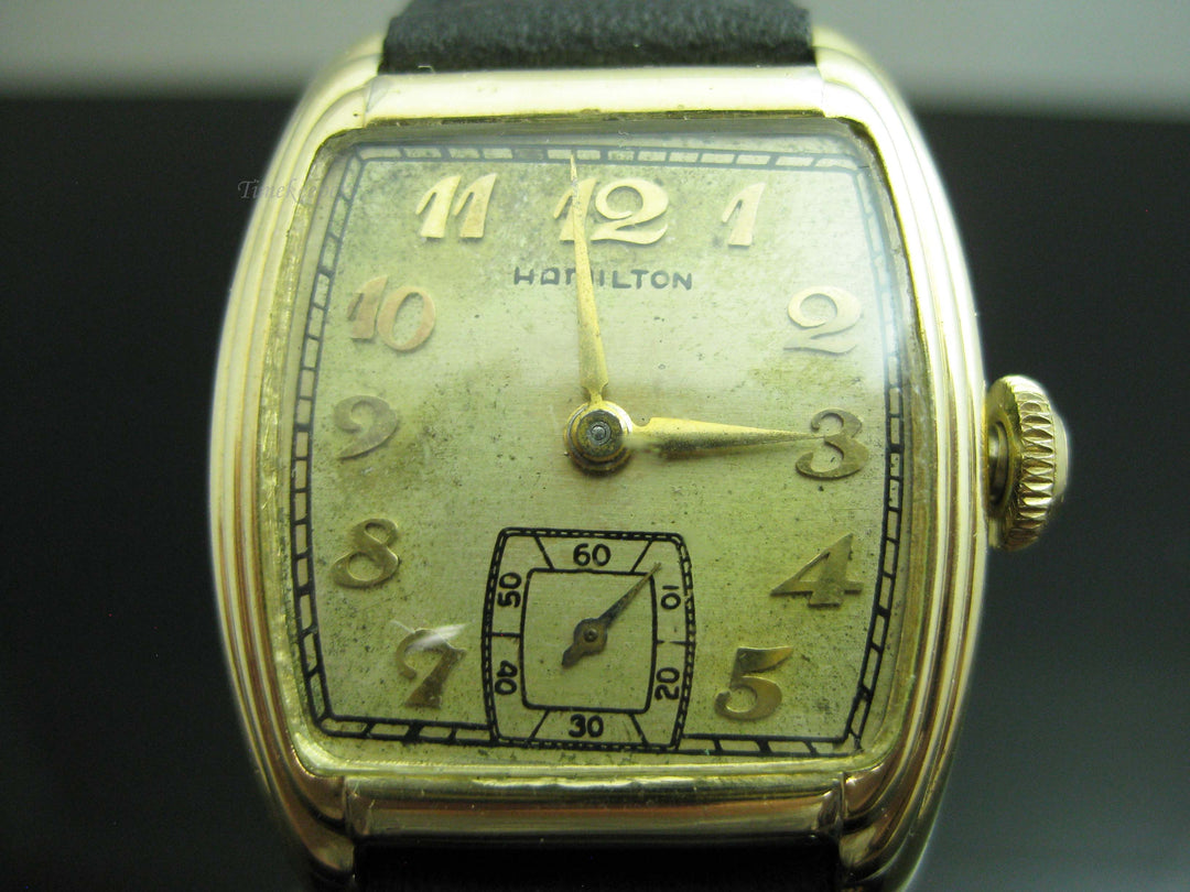 b767 Vintage Men's 10kt Gold Filled Mechanical Hamilton Wristwatch