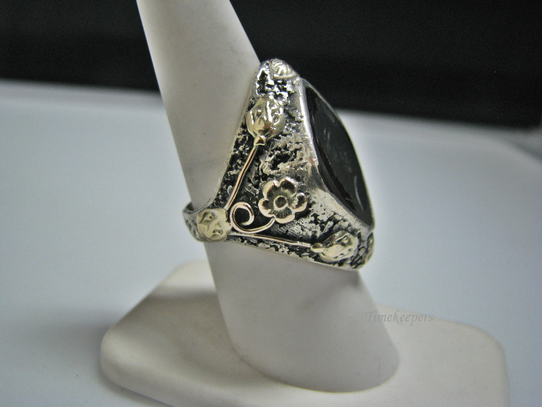 H168 Fabulous Warrior Sterling Silver and Gold Ring in Size 7