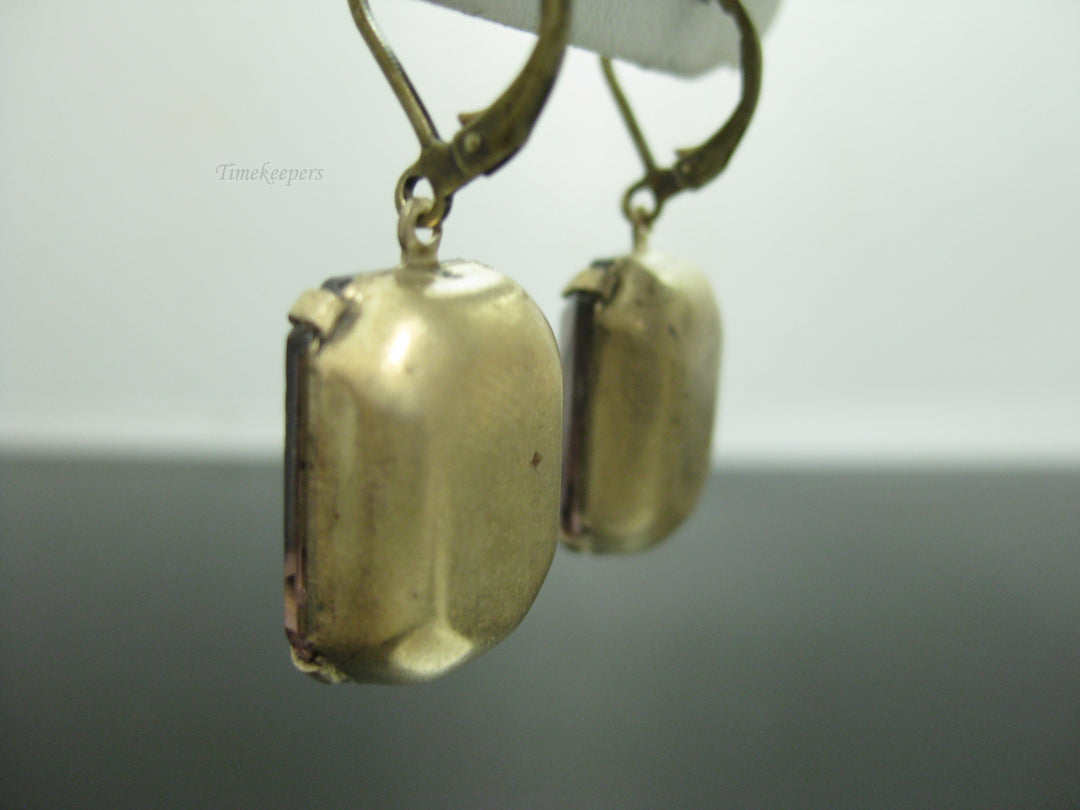 g244 Classic Brass Drop Earrings with a Purple Synthetic Stone