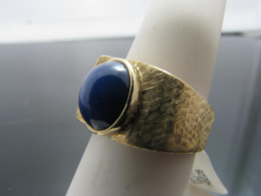 g258  Unique 14kt Yellow Gold Blue Star Sapphire Ring Size 6