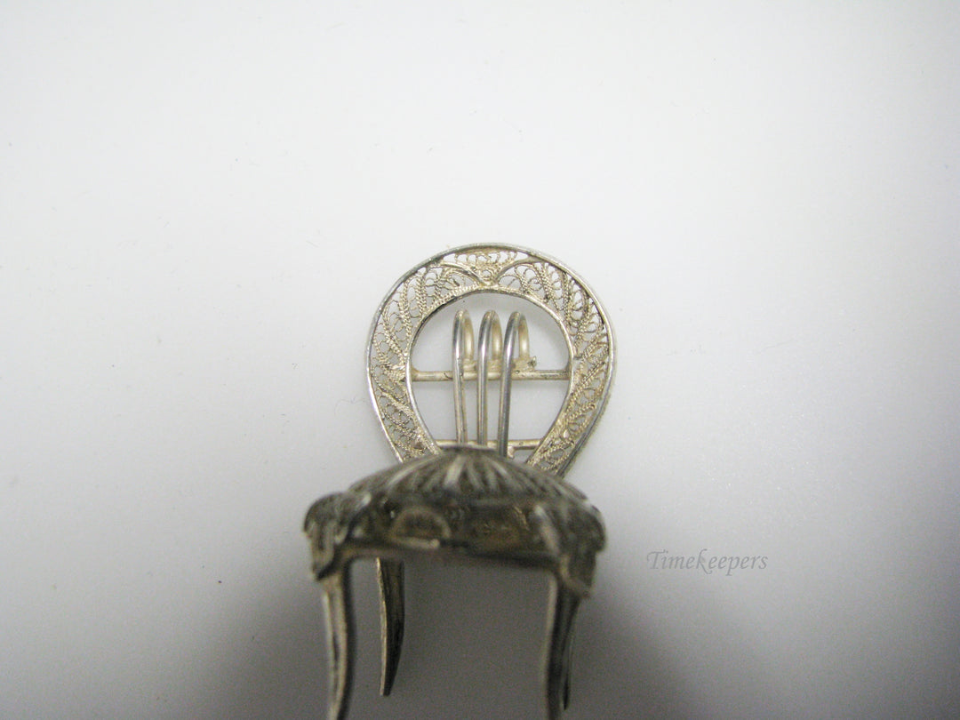 j068 Beautiful Miniature Sterling Silver Filigree Chair