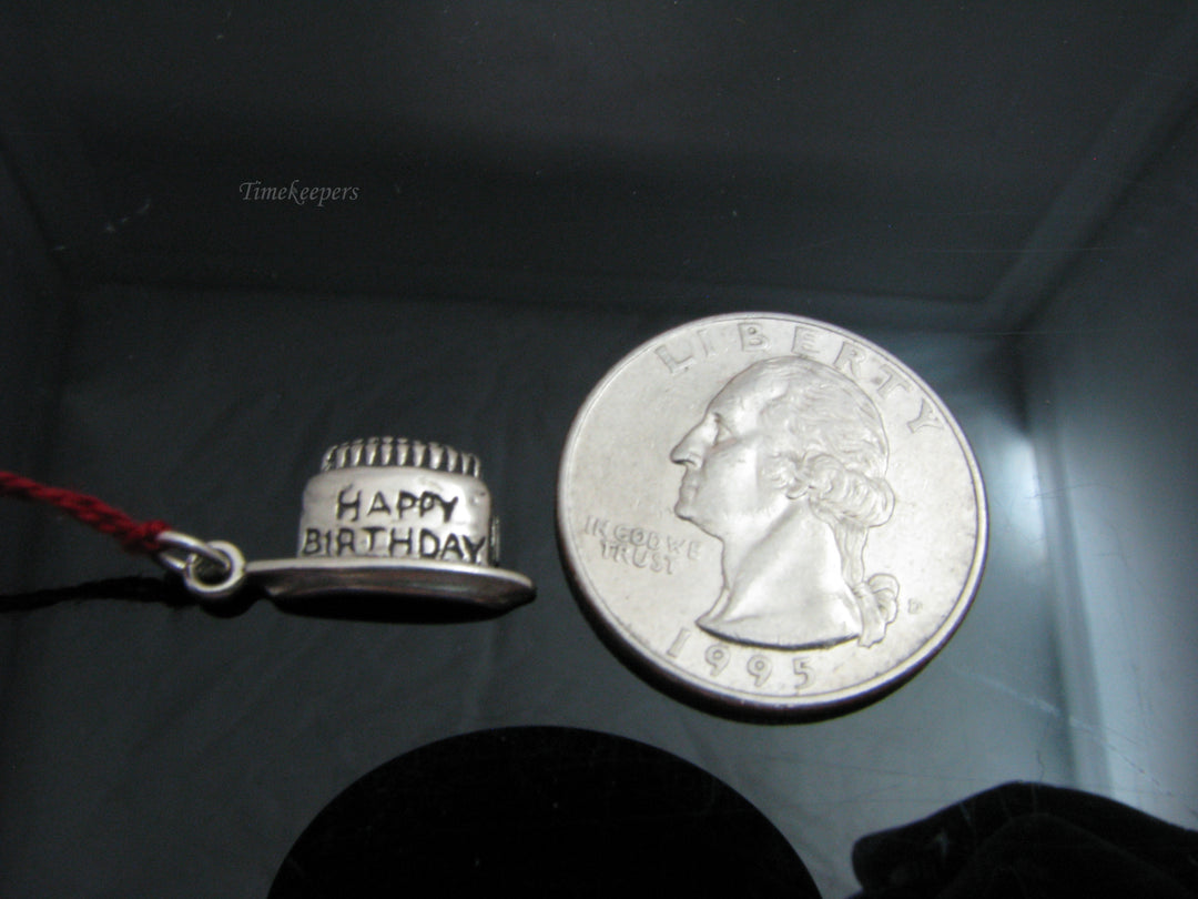 b835 Simple Sterling Silver Birthday Cake Charm or Pendant