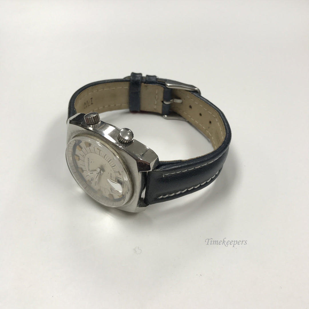d032 Vintage Original Wittnauer Alarm & Date Stainless Steel Men's Wrist Watch