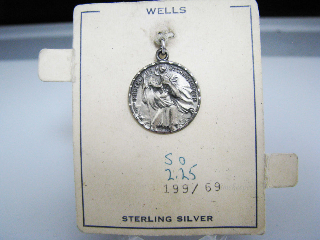 ﻿j108 Vintage Sterling Silver St. Christopher Medal Pendant