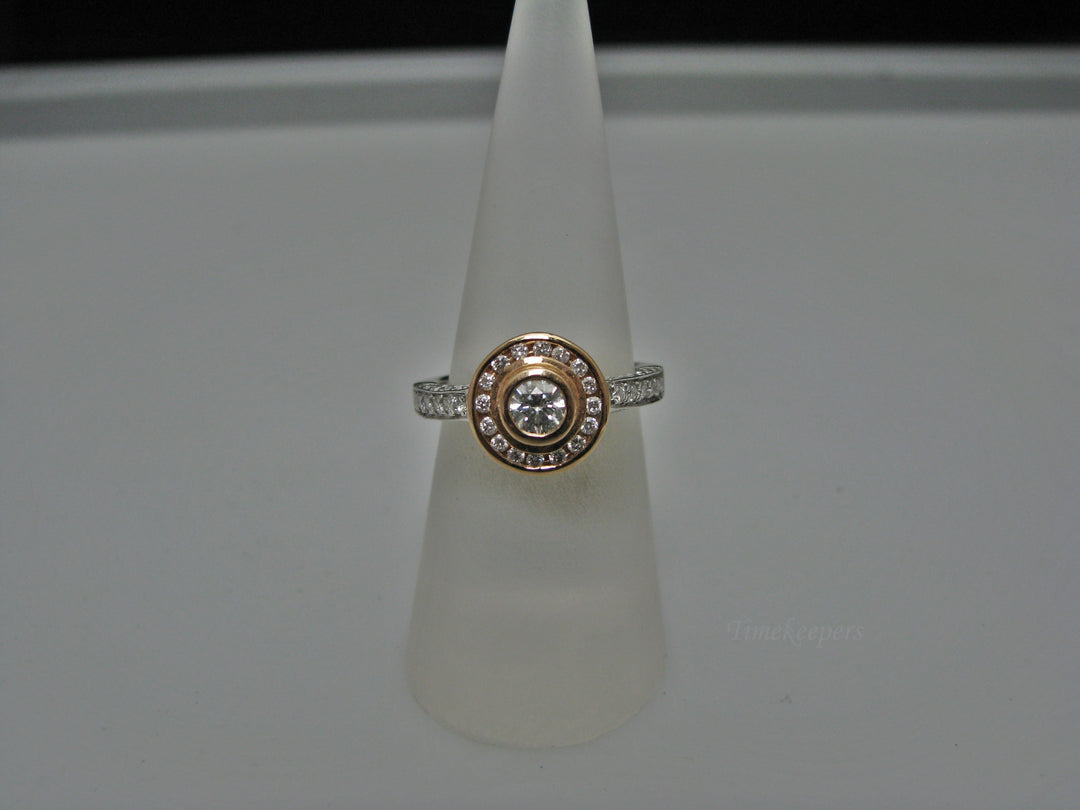 H227 Dazzling 14k Two Tone Engagement Ring Size 6.25 with Diamonds
