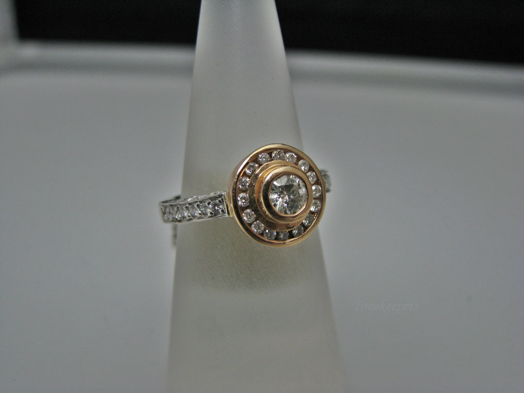 H227 Dazzling 14k Two Tone Engagement Ring Size 6.25 with Diamonds