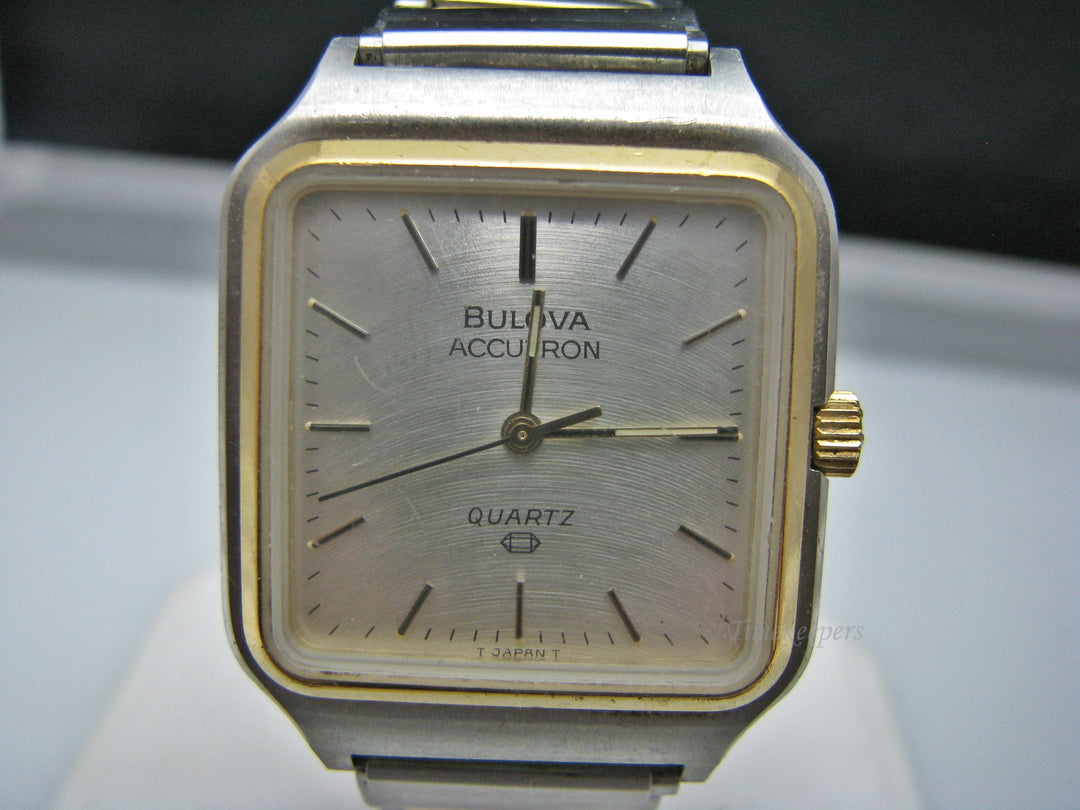 H251 Unique Two Tone Bulova Stainless Steel Mechanical Wrist Watch from 1980's
