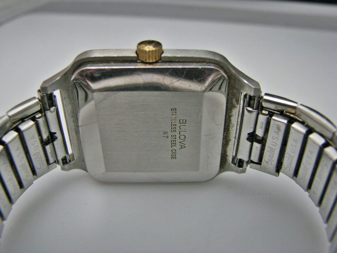 H251 Unique Two Tone Bulova Stainless Steel Mechanical Wrist Watch from 1980's