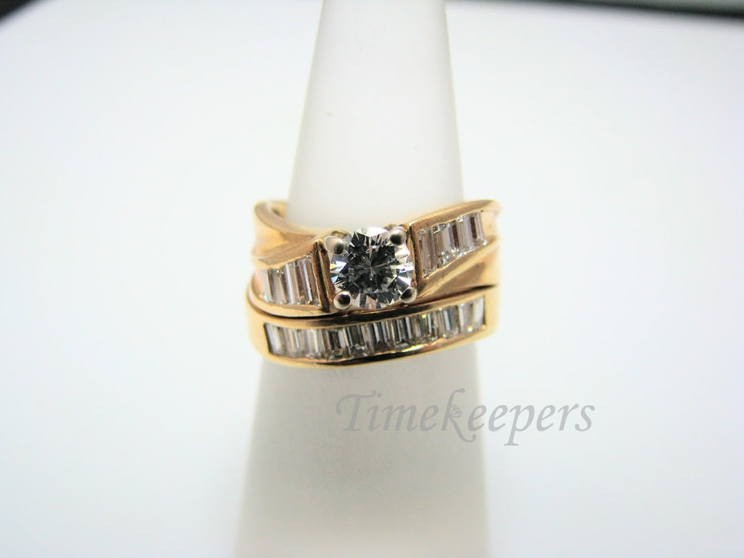 H316 Gorgeous Diamond 14k Yellow Gold Wedding Ring Set in Size 6.0