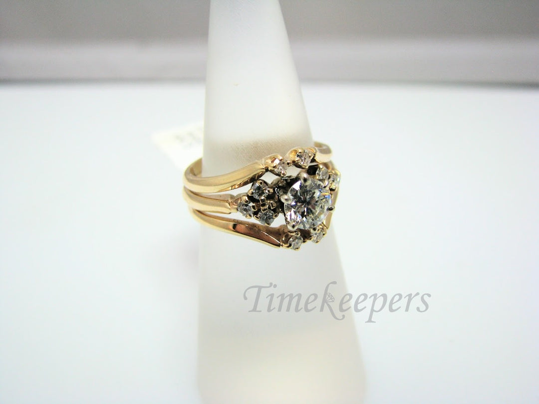 H315 Stunning Diamond 14k Yellow Gold Wedding Ring Set in Size 5.0