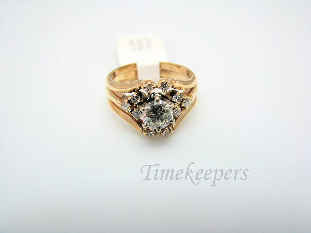 H315 Stunning Diamond 14k Yellow Gold Wedding Ring Set in Size 5.0